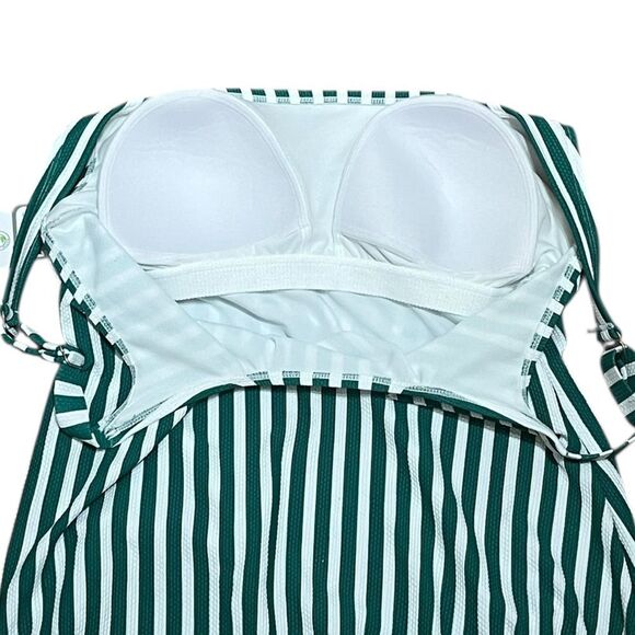 Time And Tru Striped Green And White One-Piece Swimsuit, Size 1X (16W-18W), NWT - Picture 6 of 9